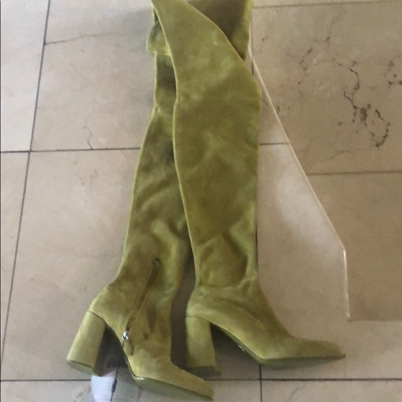 COPY - Prada Suede over the Knee yellow/green boot size 40IT - Picture 3 of 13